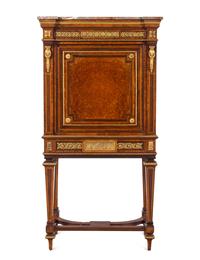 A Louis XVI Style Gilt Bronze Mounted Amboyna Marble-Top Secrétaire à Abattant
