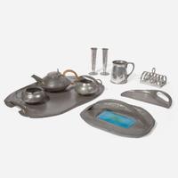 Archibald Knox for Liberty & Co., London Group of "Tudric" Pewter Metalware, England, circa 1900-1905