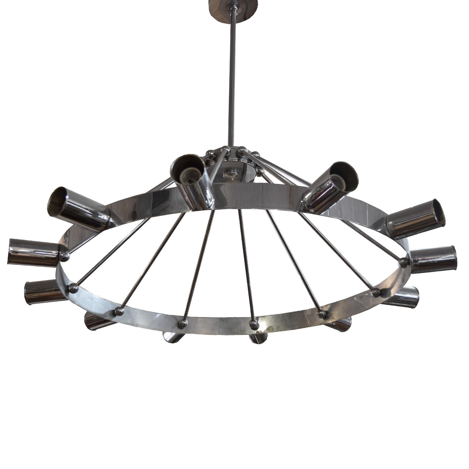 A Mid-Century Chrome Chandelier 38" W x 38" D x 33" H — United States, Mid-20th Century