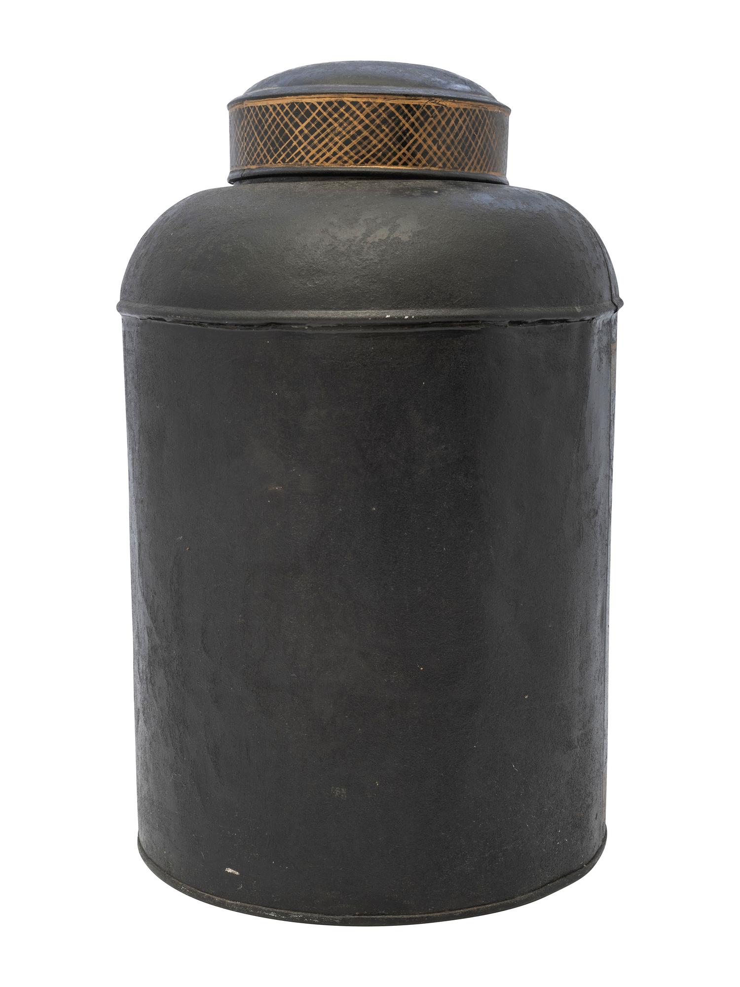 An English Armorial Tole Painted Tea Canister