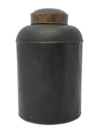 An English Armorial Tole Painted Tea Canister
