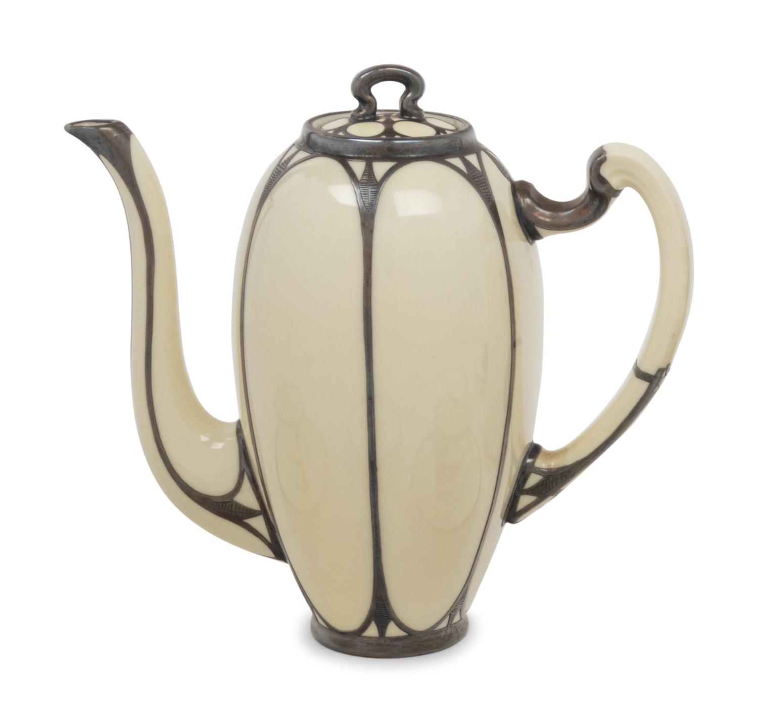 An English Metal Mounted Porcelain Coffee Service