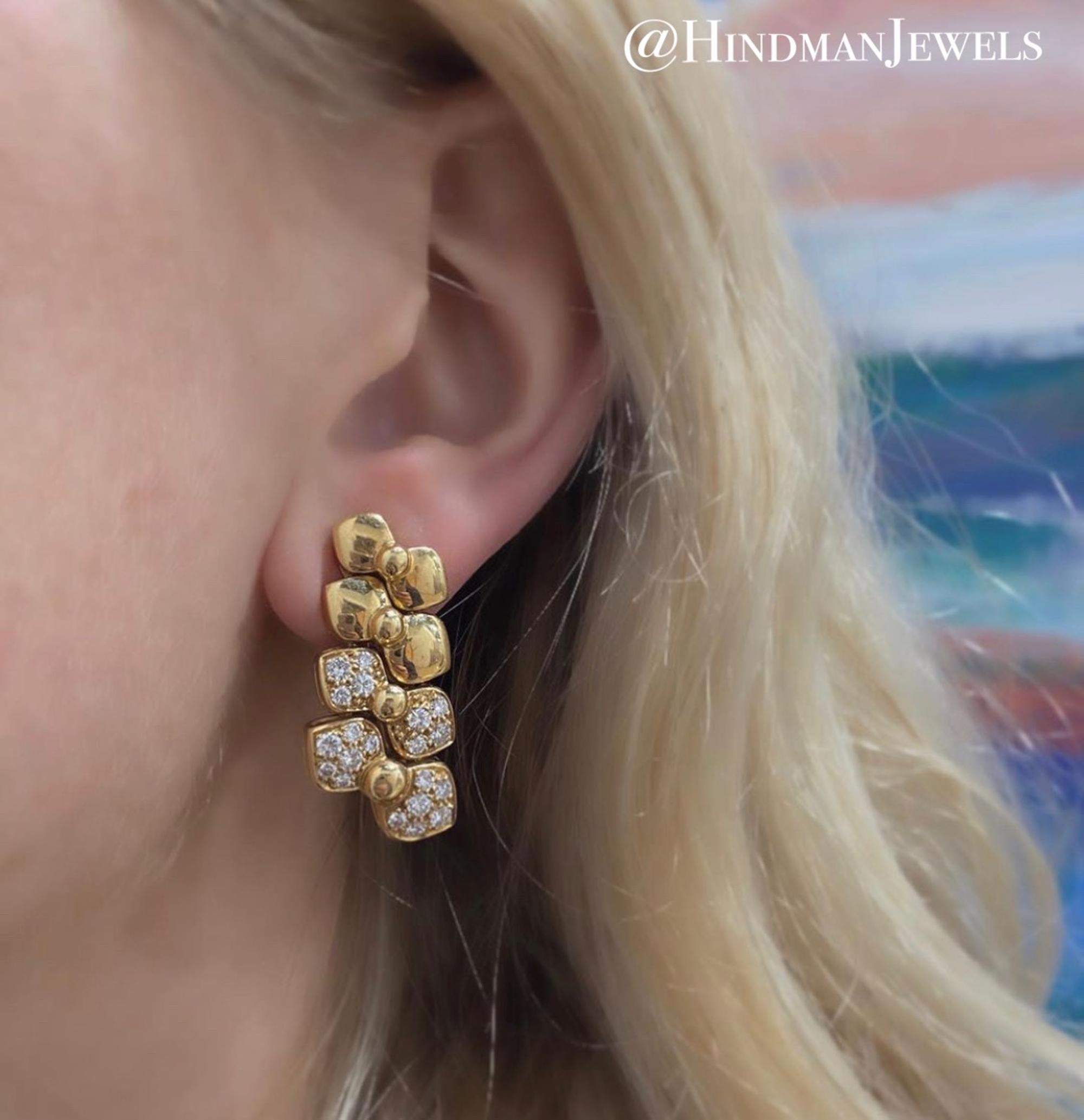 VAN CLEEF & ARPELS, YELLOW GOLD AND DIAMOND EARCLIPS