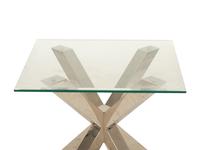 A Contemporary Glass-Top Desk with an X-Form Chrome Base and a Side Table
