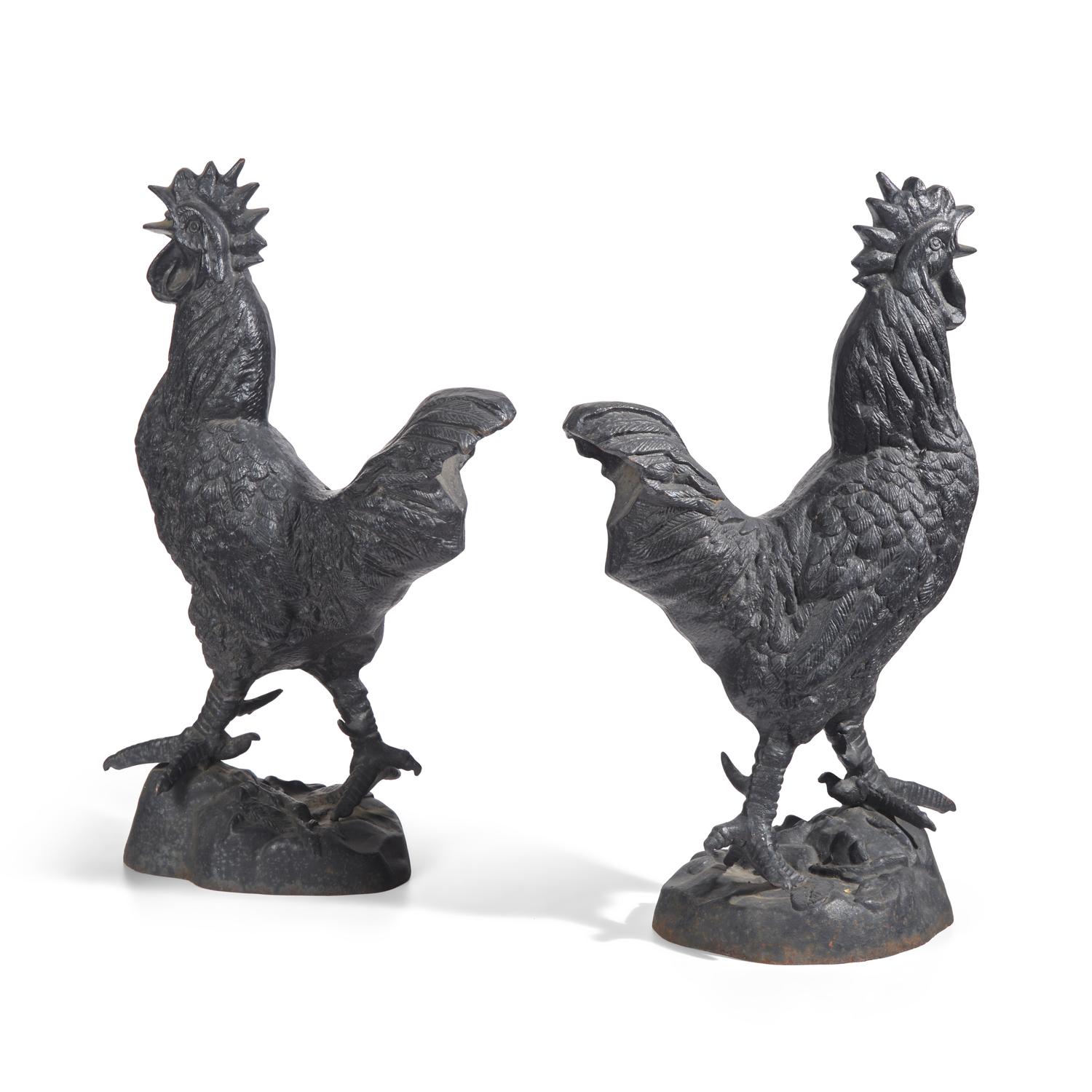 A Pair of Cast Iron Roosters