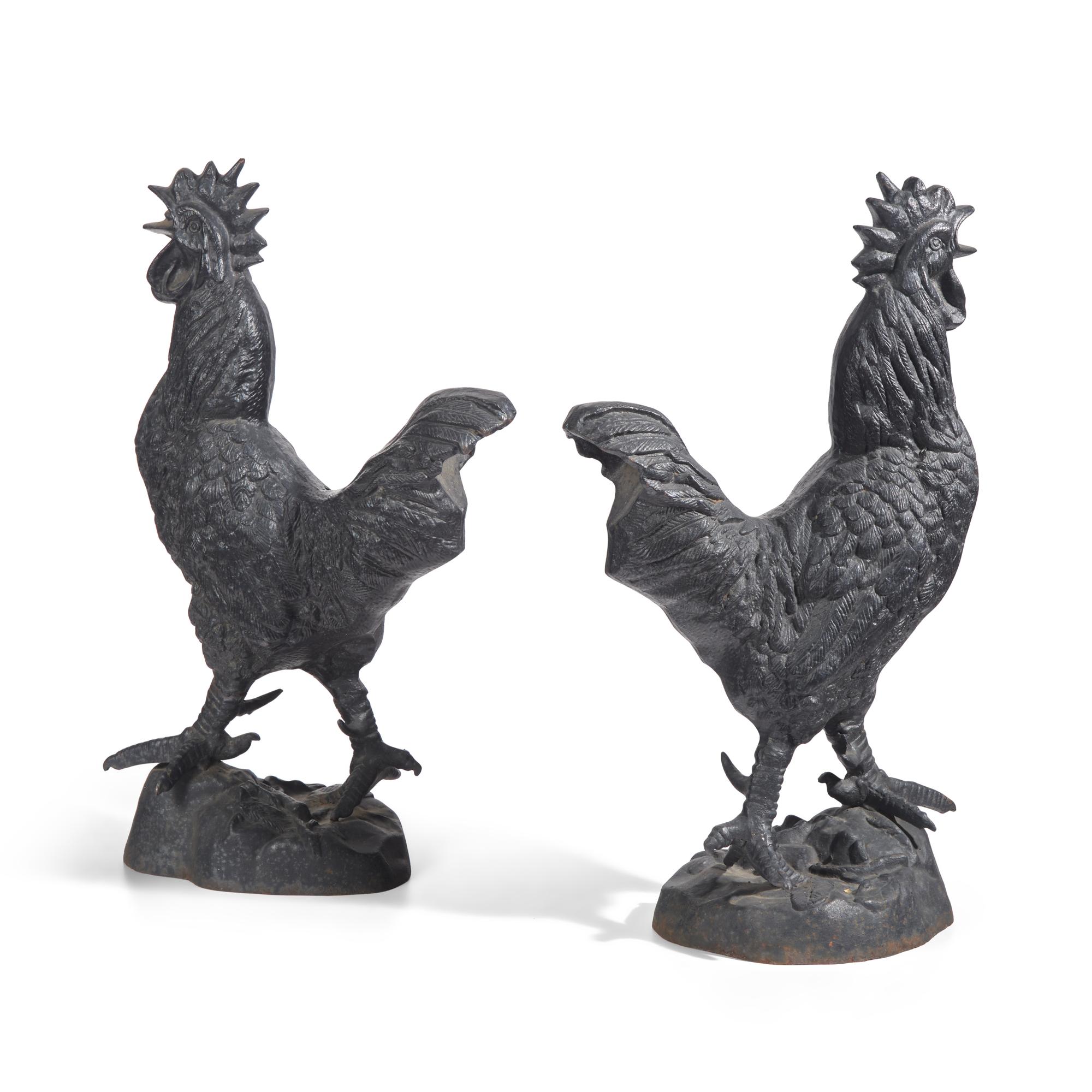 A Pair of Cast Iron Roosters