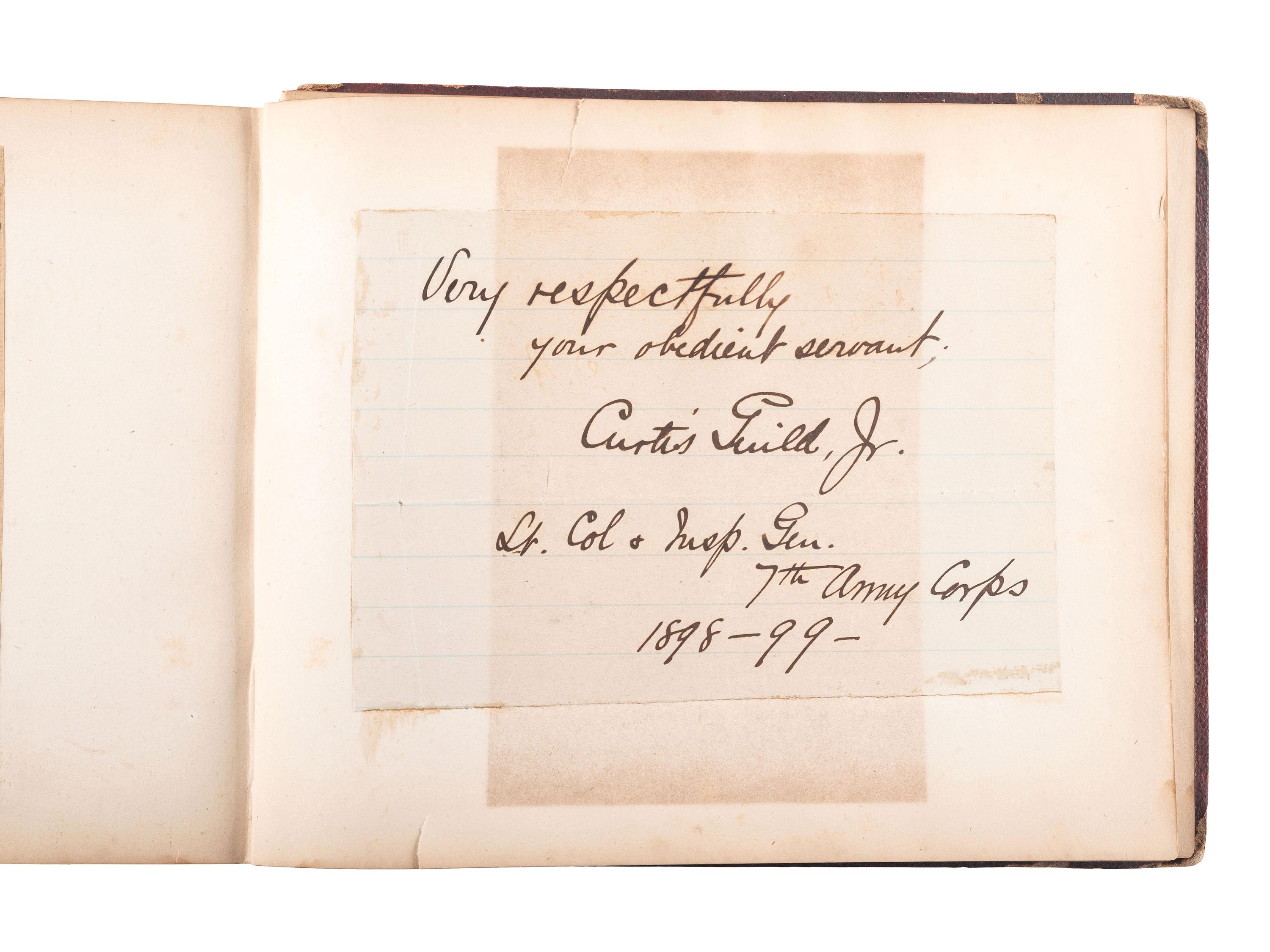 [CIVIL WAR]. Autograph book identified to Lucritia Taft Flagg, featuring signatures of assorted 19th-century figures including D.L. MOODY, Lewis CASS, Charles SUMNER, William H. SEWARD, and others.