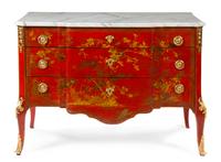 A Louis XV/XVI Transitional Gilt Bronze Mounted Lacquered Commode Height 35 x width 50 x depth 24 inches. — MANNER OF FRANCOIS RUBESTUCK, CIRCA 1775
