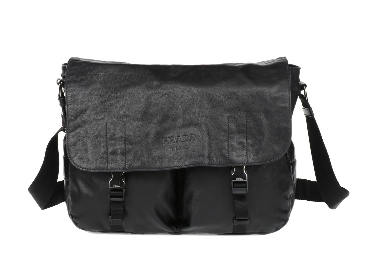 PRADA LEATHER MESSENGER BAG