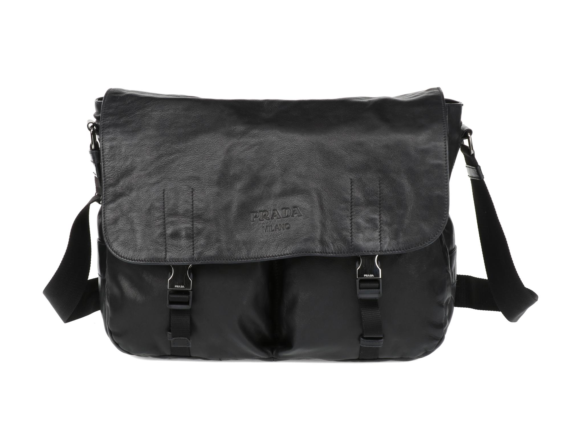 PRADA LEATHER MESSENGER BAG