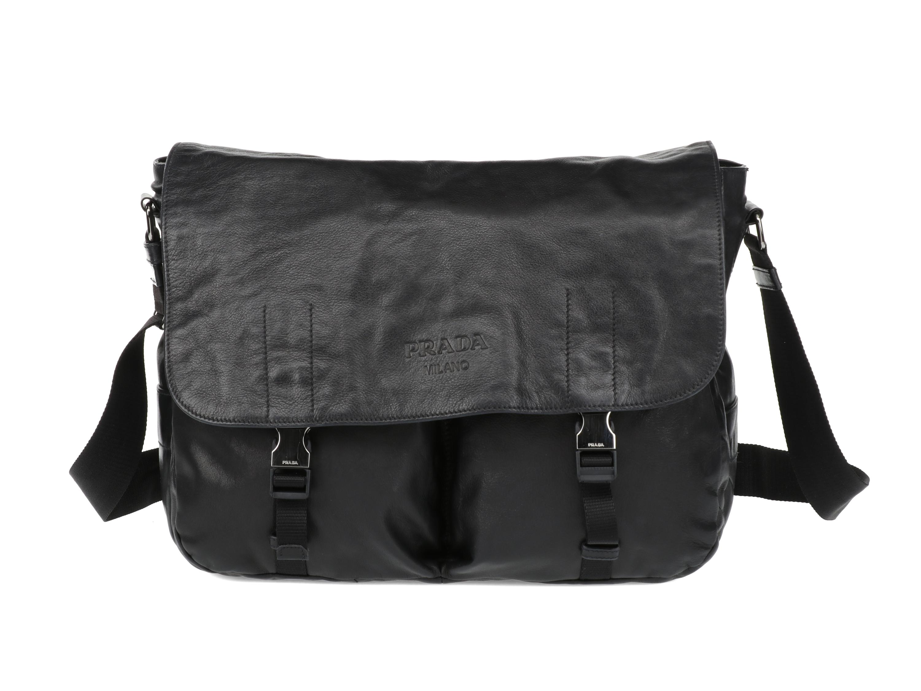 PRADA LEATHER MESSENGER BAG