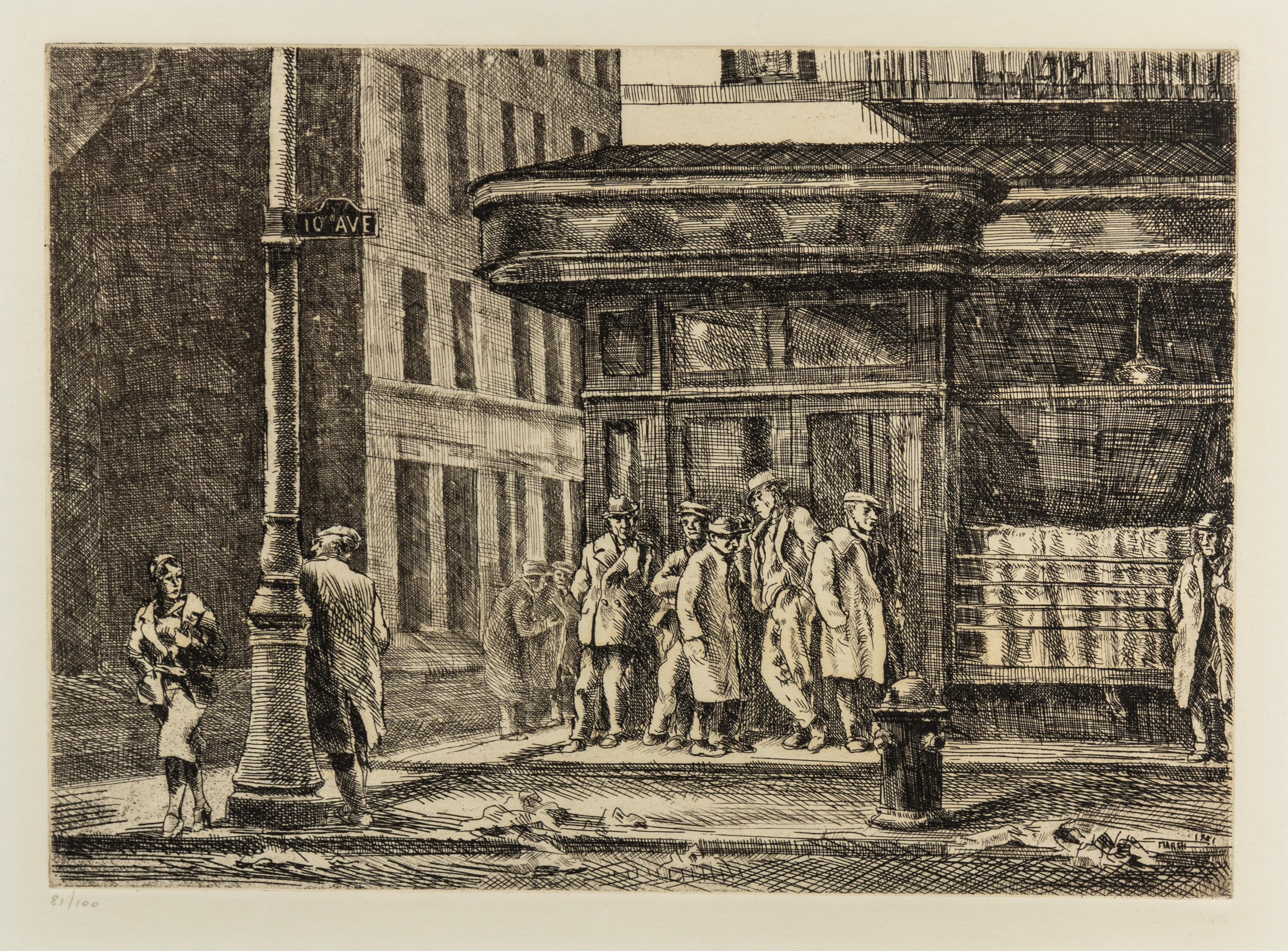 Reginald Marsh, (American, 1898-1954), Tenth Ave. at 27th St, 1931