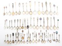 A Collection of Souvenir and Other Spoons, 20TH CENTURY, comprising silver and silver-plate spoons; including international souvenir sp