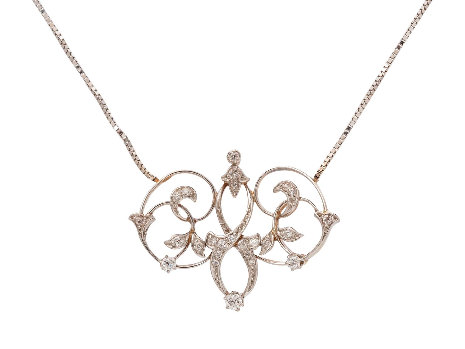 A Platinum Topped Yellow Gold Pendant/Necklace,