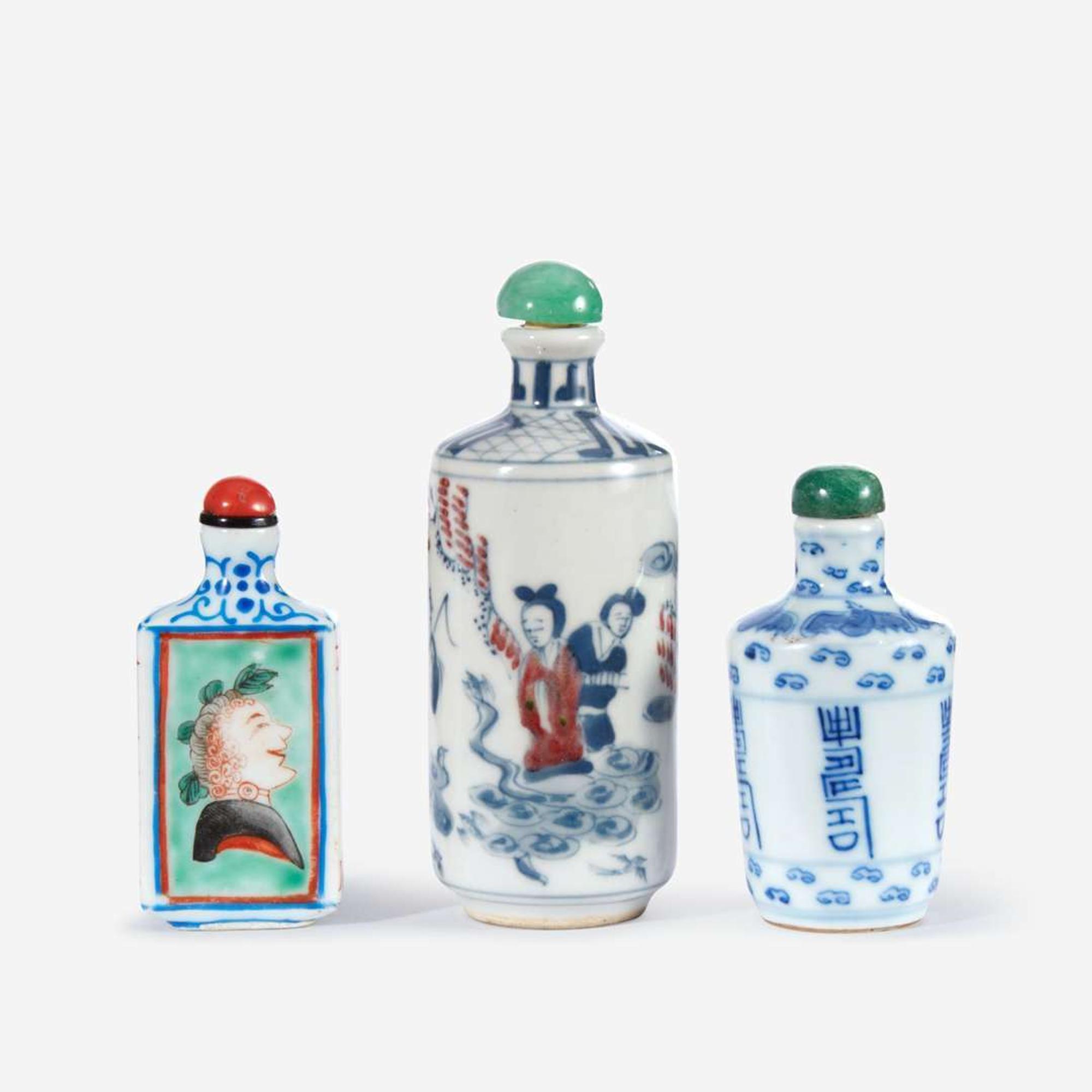 Three assorted Chinese porcelain snuff bottles