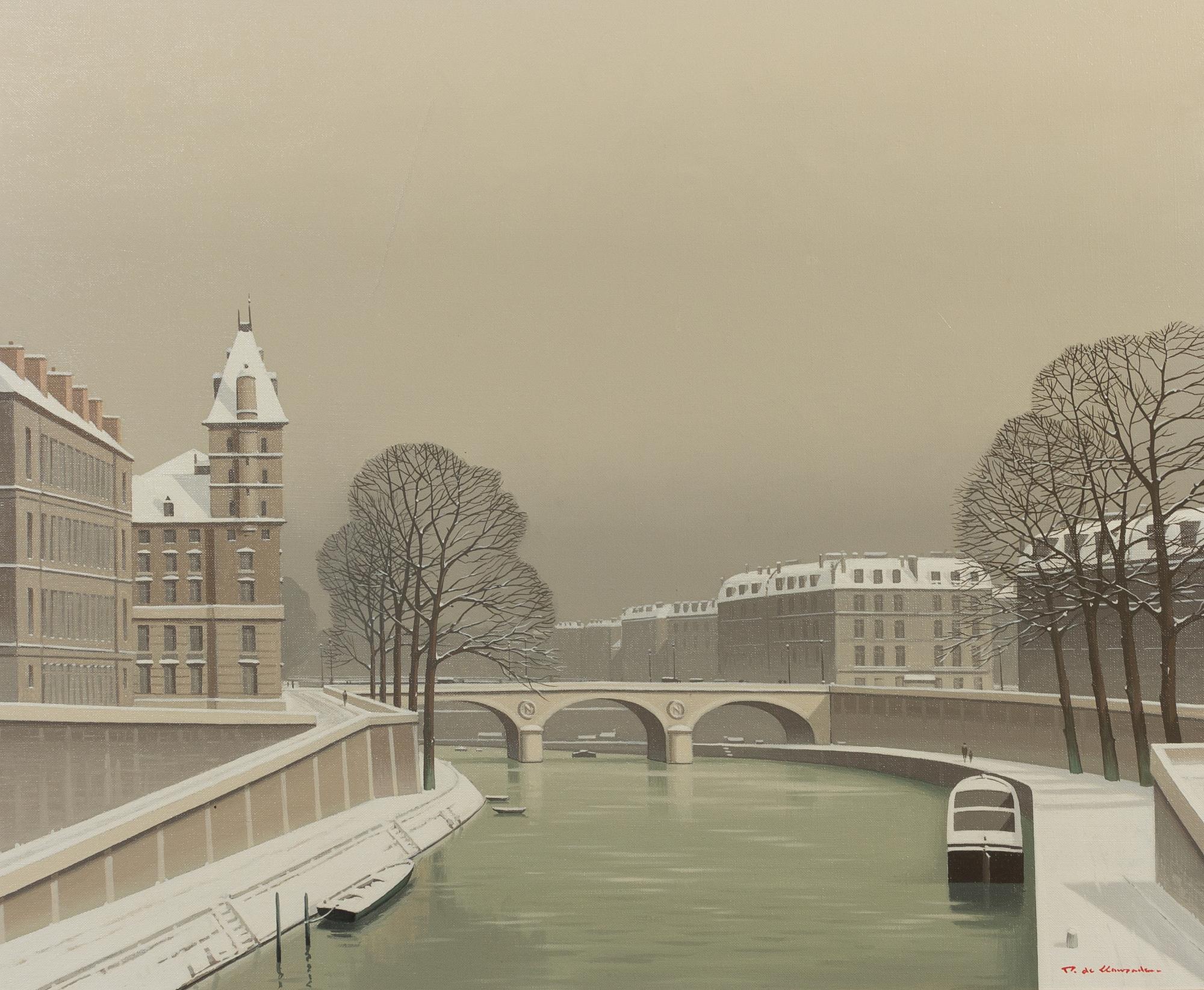 Pierre de Clausade, (French, 1910-1976), Naige au Quais des orfevres, 1971