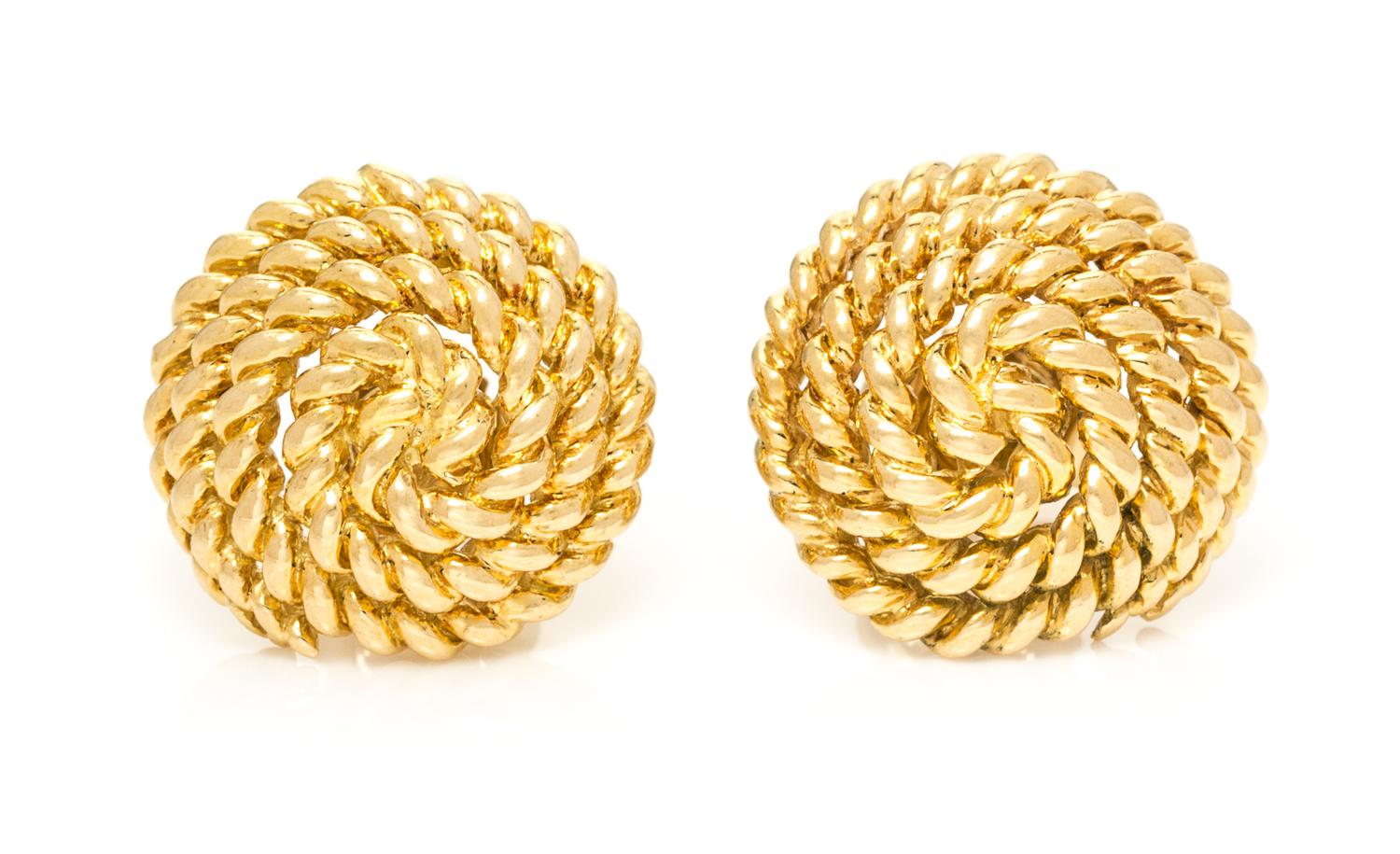 A Pair of 18 Karat Yellow Gold Earrings, Tiffany & Co., 4.90 dwts.
