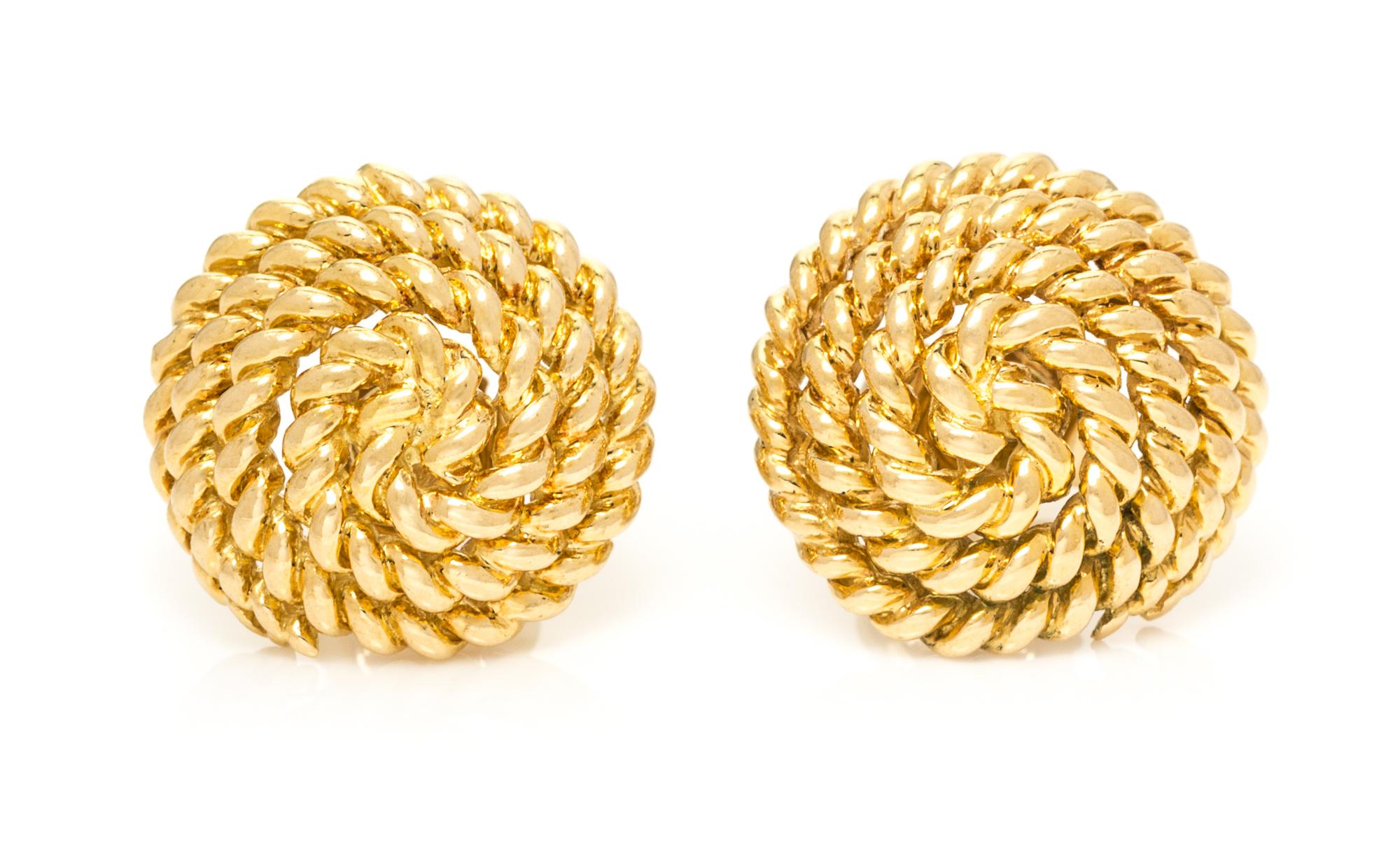 A Pair of 18 Karat Yellow Gold Earrings, Tiffany & Co., 4.90 dwts.