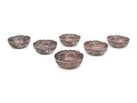 A Set of Six Chinese Export Copper and Silver Baskets