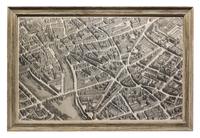 An Engraved Map of Paris. 20 1/4 x 32 1/4 inches.