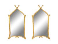 A Pair of Carol Canner Giltwood Gothic Twig Mirrors