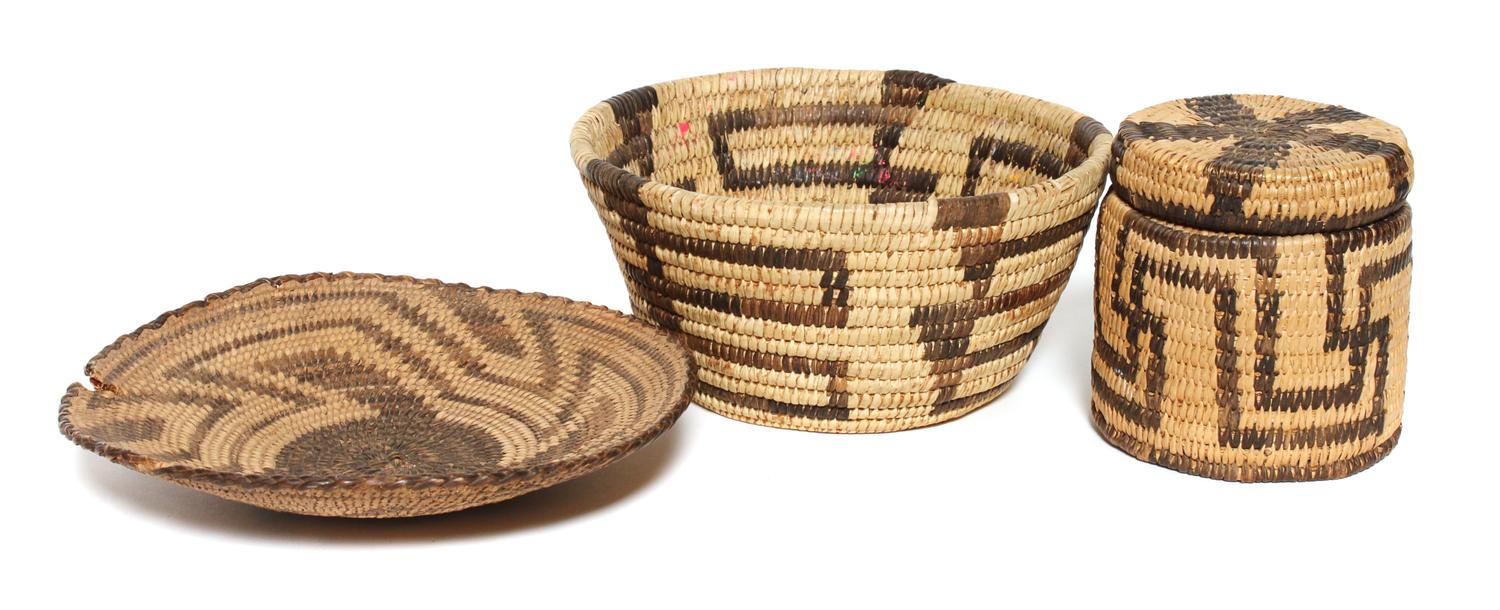 Three Akimel O'odham (Pima) Baskets Diameter of largest 6 1/2 inches