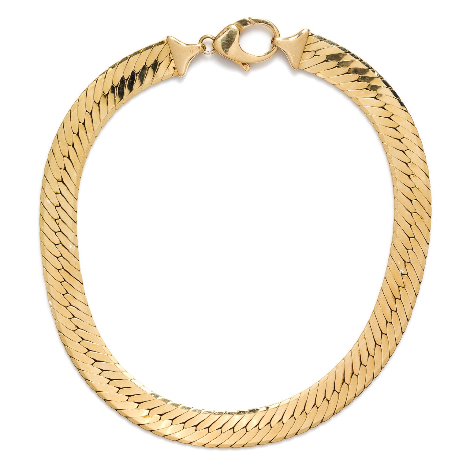 A 14 Karat Yellow Gold Herringbone Link Necklace, 80.46 dwts.