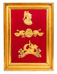 Three Gilt Bronze Furniture Mounts Overall height 21 1/4 x width 15 inches.