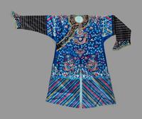 A Chinese Blue Ground Silk Embroidered 'Dragon' Robe