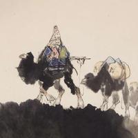 Li Shan (Chinese b.1926-d.2019) 李山 Camels on a Mountain Ridge ?????