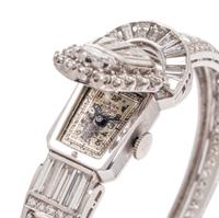 LUCIEN PICCARD, PLATINUM AND DIAMOND SURPRISE WRISTWATCH