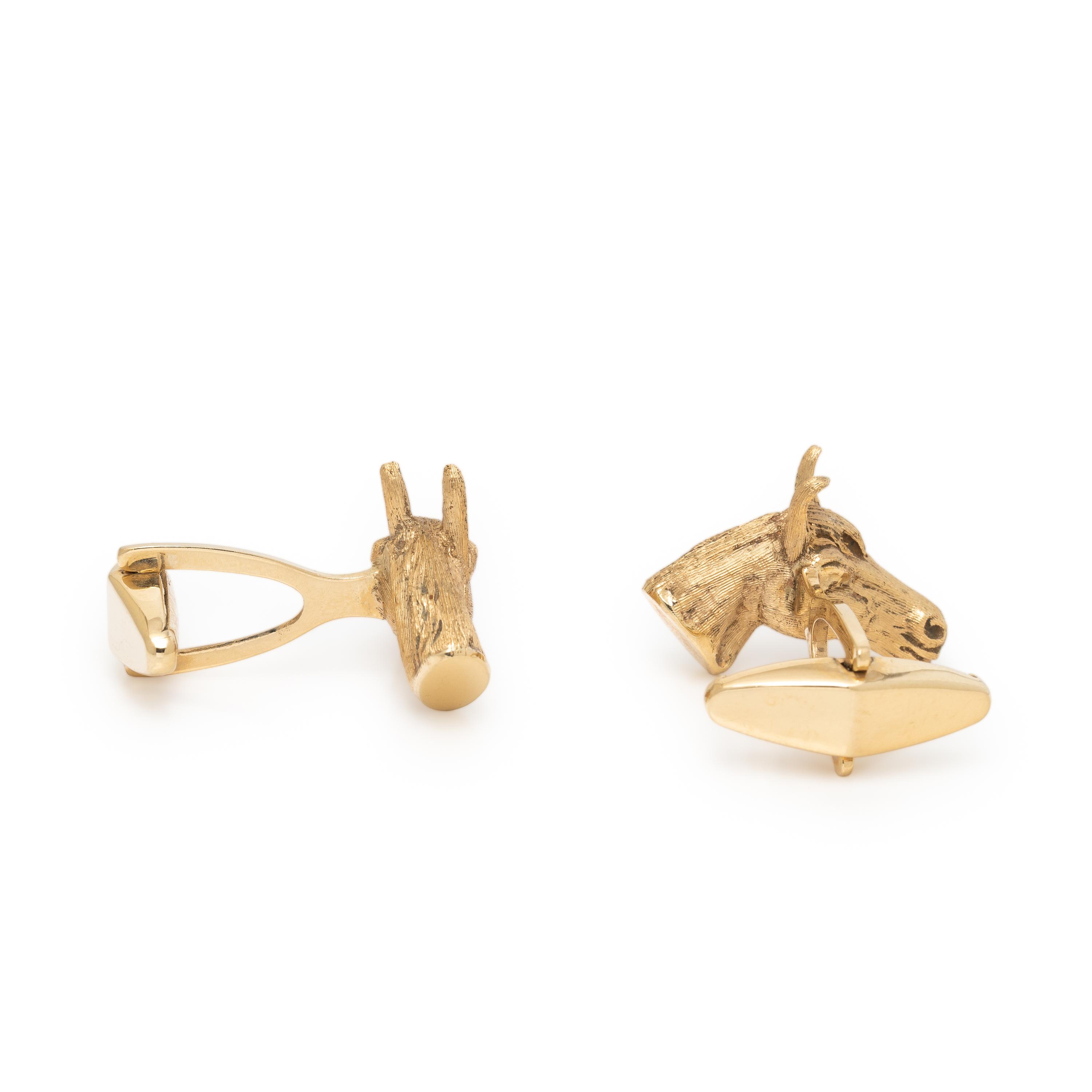 Yellow Gold Horse Head Cufflinks