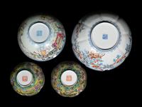 A Set of Four Chinese Famille Rose Eggshell Porcelain Bowls