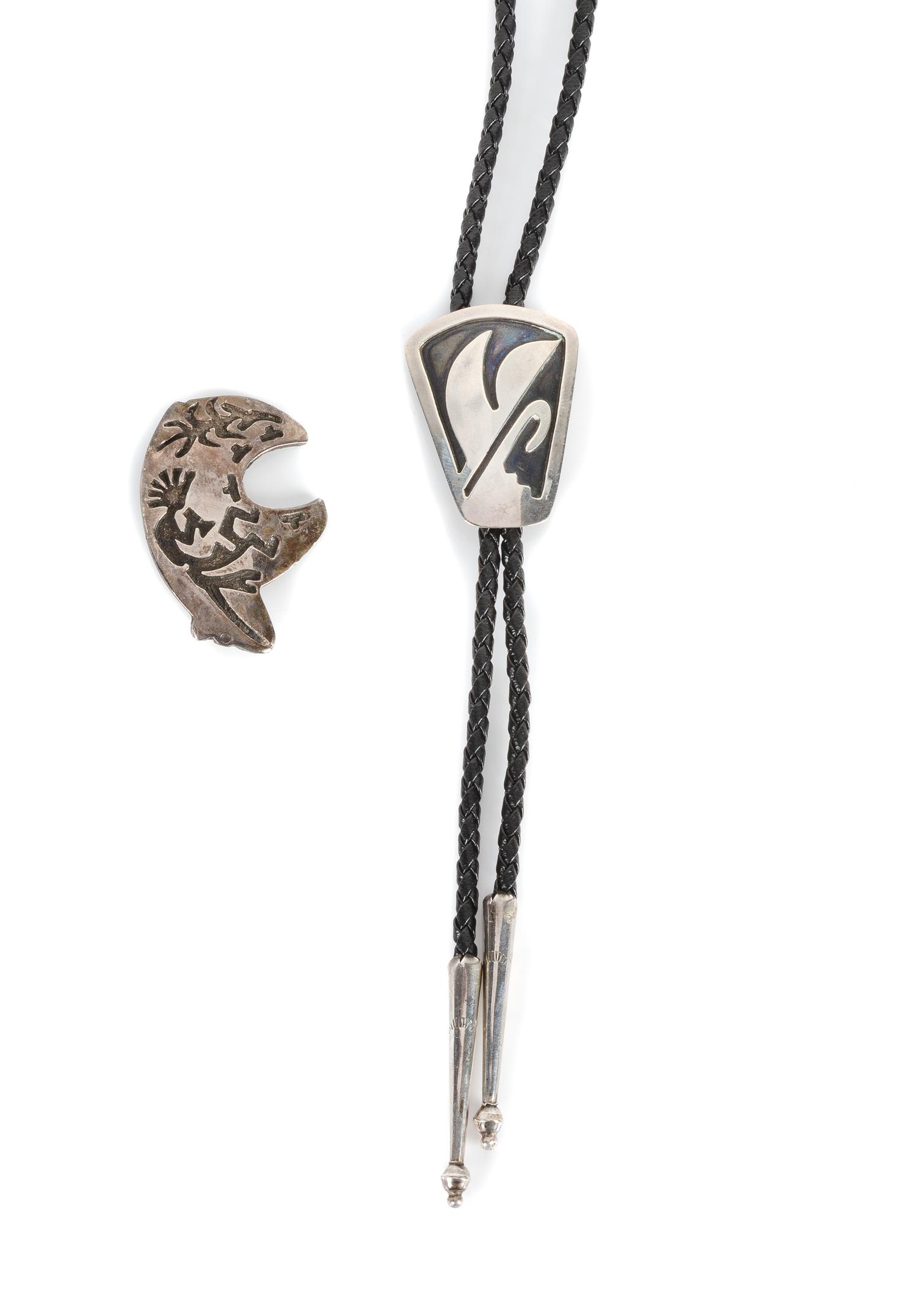 Hopi Overlay Style Bolo and Brooch Height of bolo 1 1/2 inches