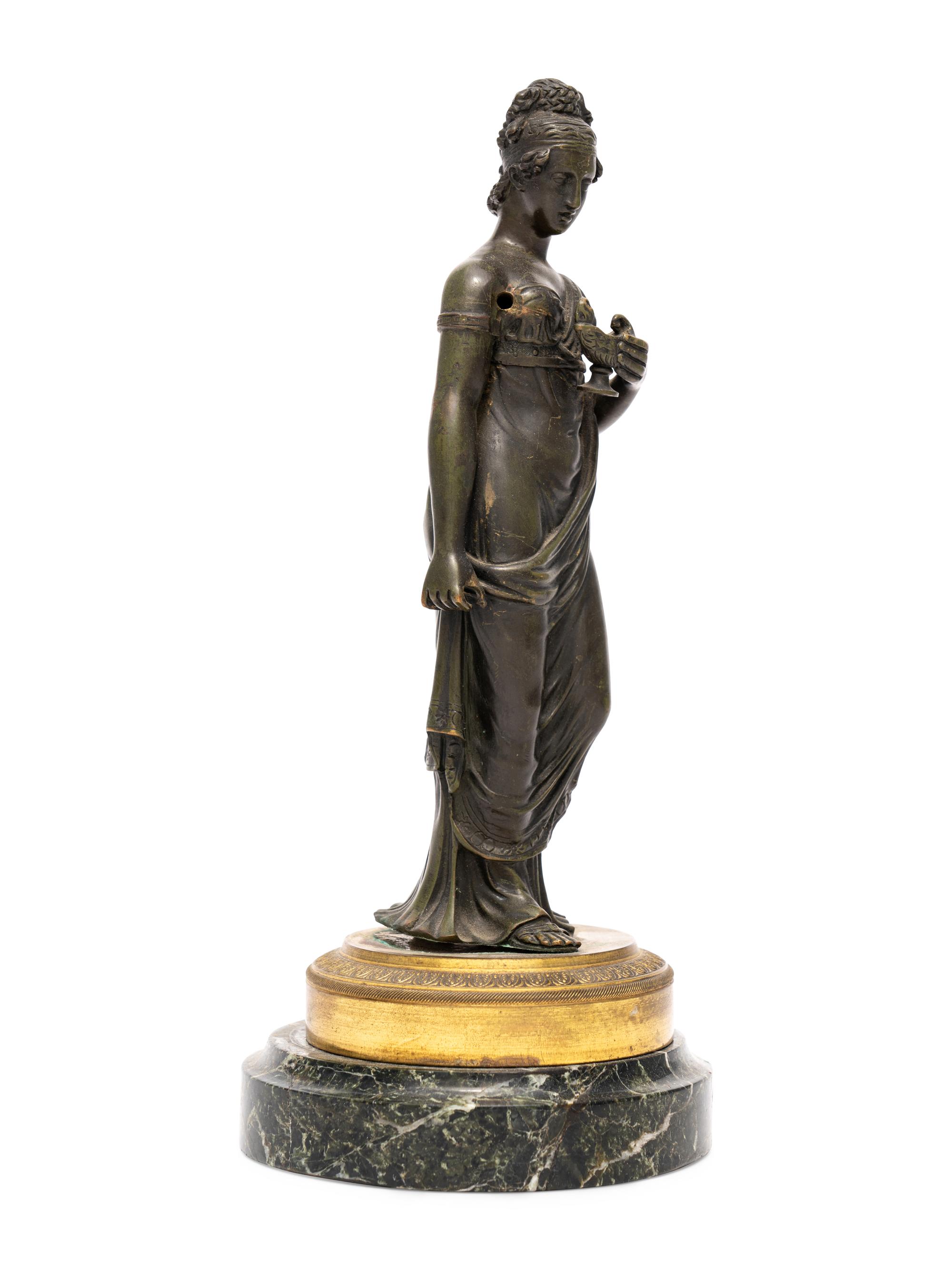An Empire Patinated Bronze and Ormolu Figure of a Vestal Virgin