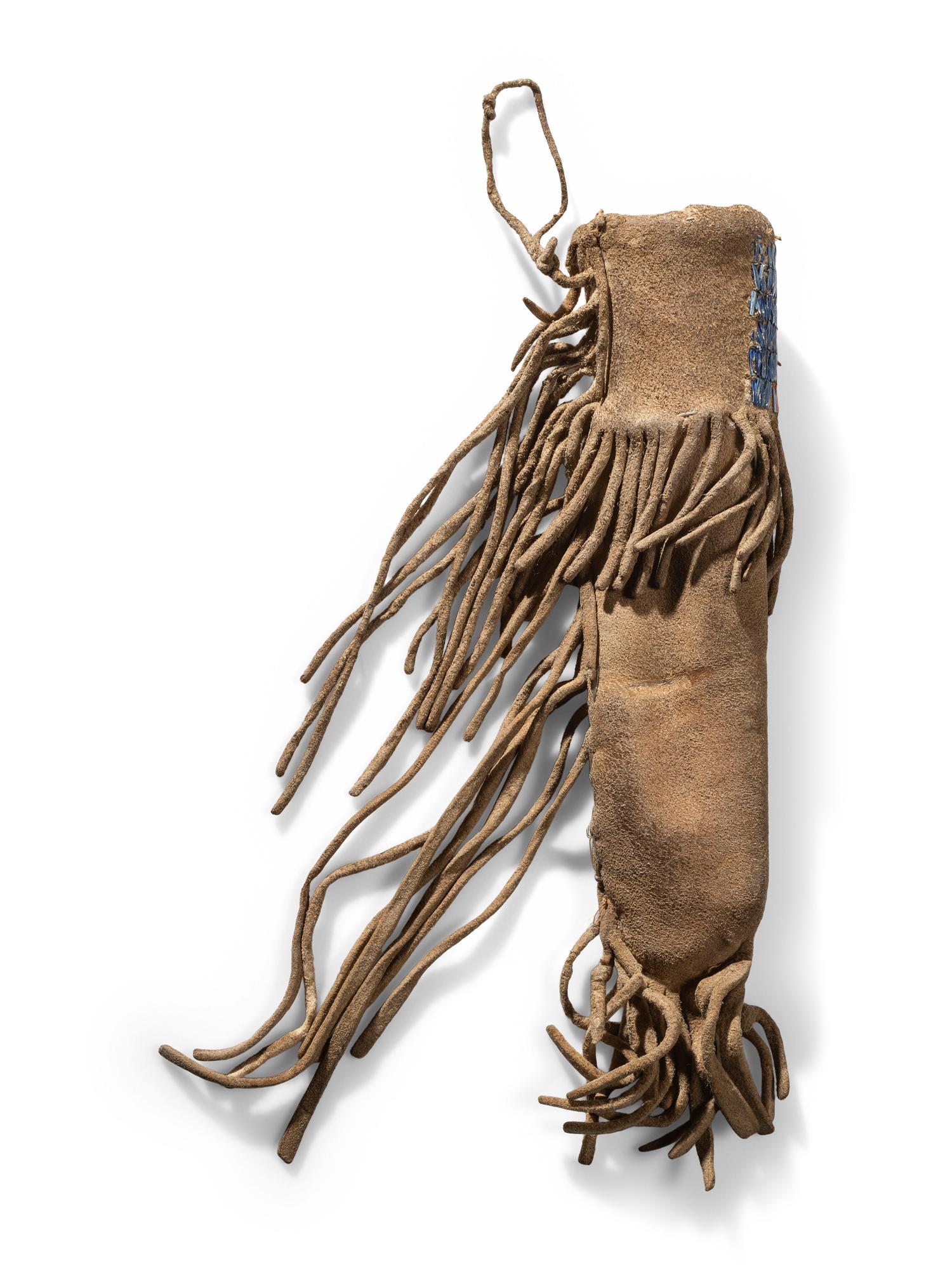 Upper Missouri Quilled and Beaded Buffalo Hide Knife Sheath