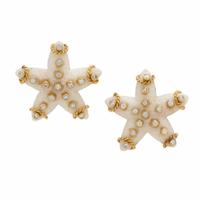 Mish, 'Cabana', Coral, Diamond, and Yellow Gold Starfish Earrings