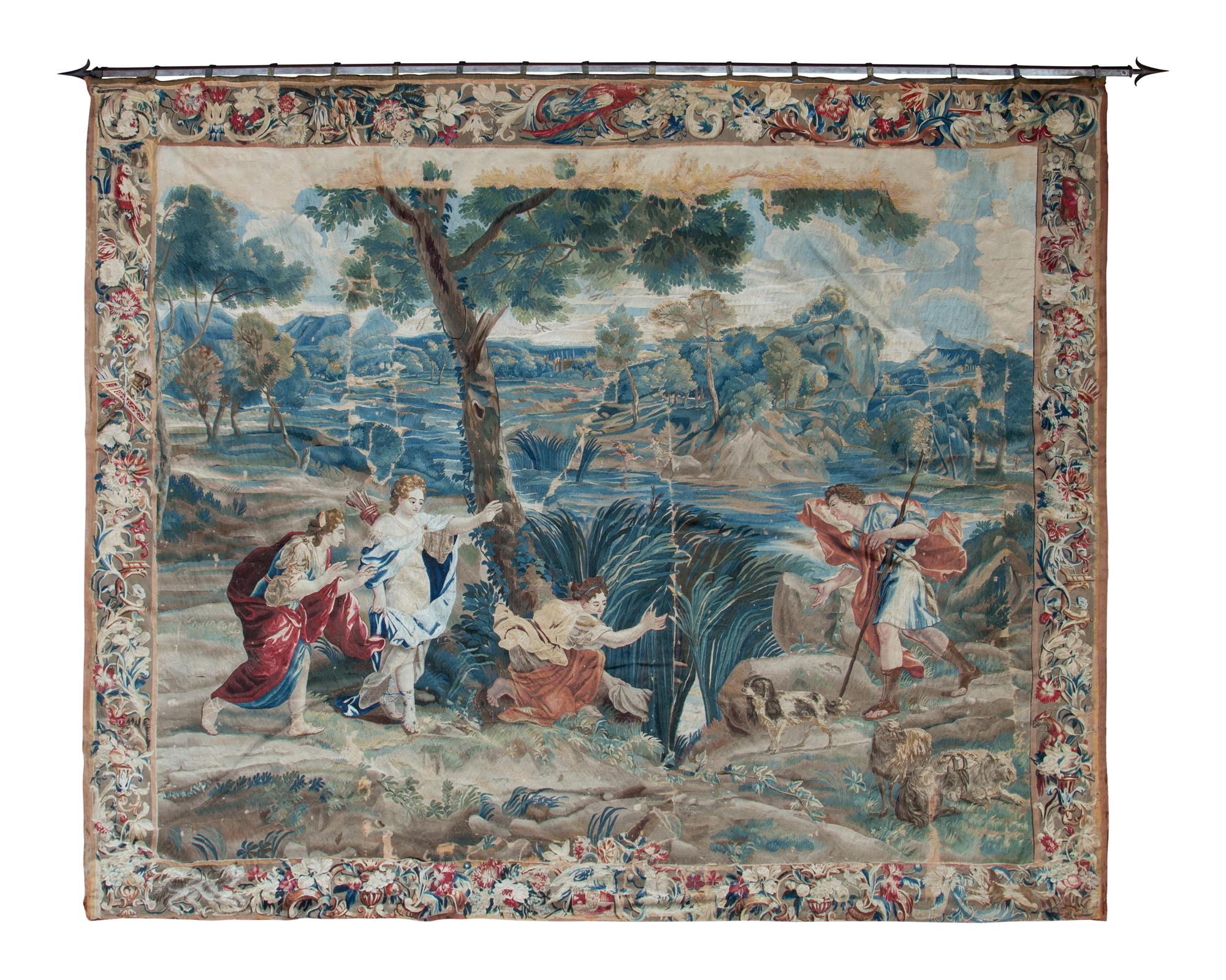 A Fine Brussels Tapestry Depicting a Mythological Scene of the Goddess Diana and Acteon — LATE 17TH CENTURY