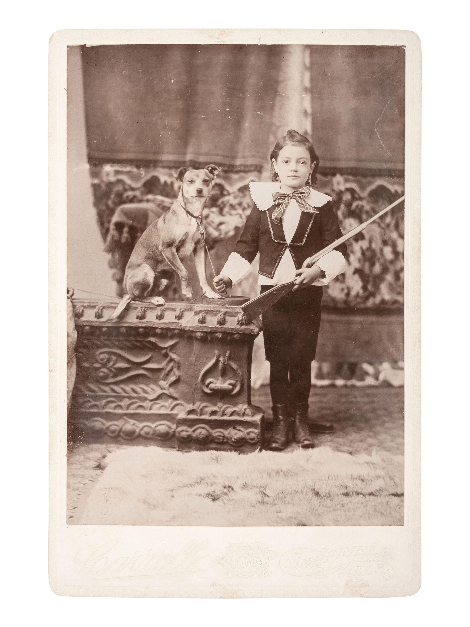 [EARLY PHOTOGRAPHY]. A group of 5 cabinet cards of children posed with BB guns, comprising: