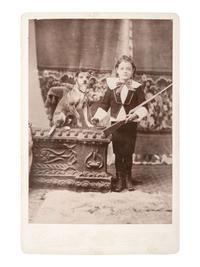 [EARLY PHOTOGRAPHY]. A group of 5 cabinet cards of children posed with BB guns, comprising: