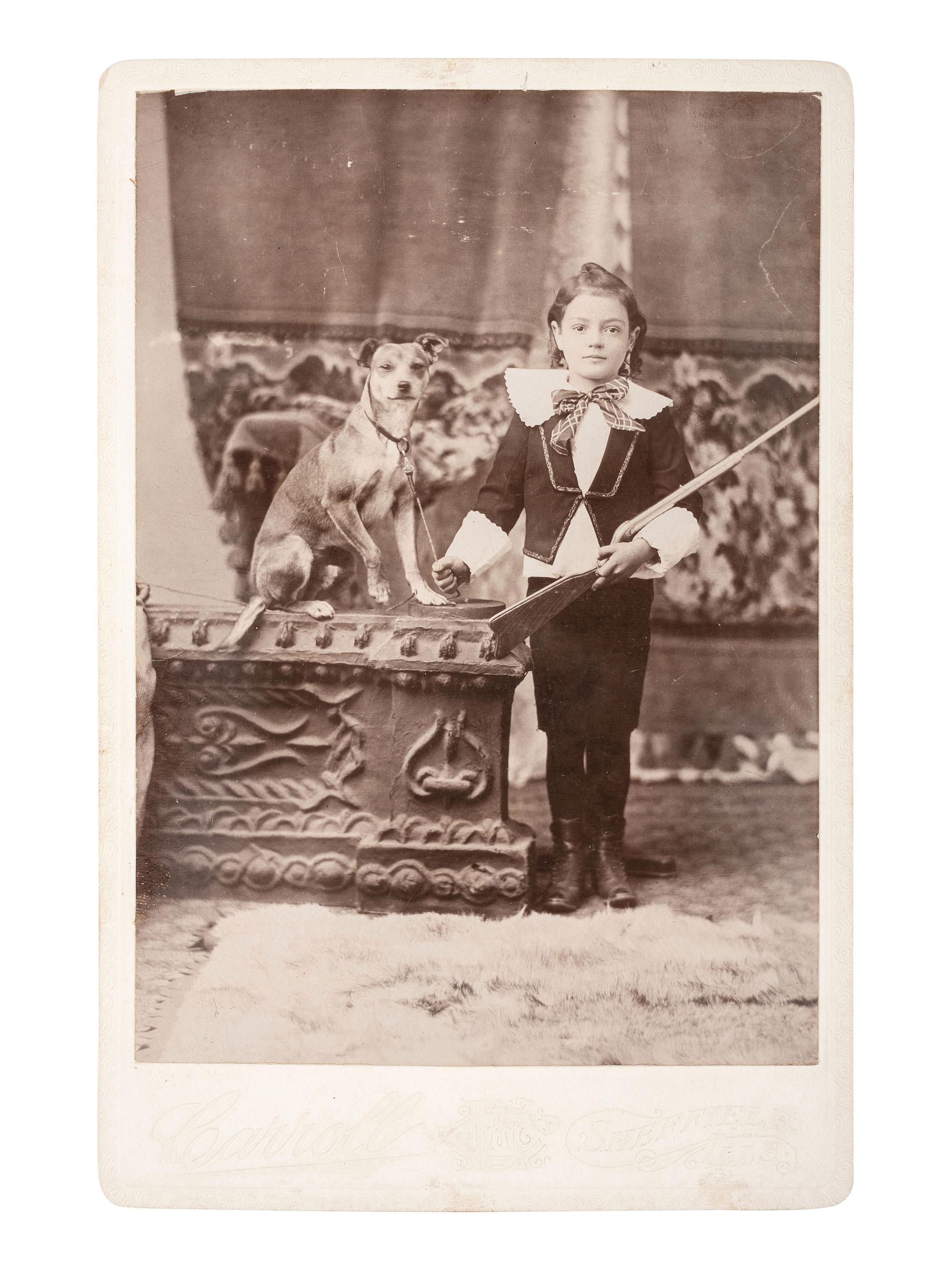 [EARLY PHOTOGRAPHY]. A group of 5 cabinet cards of children posed with BB guns, comprising: