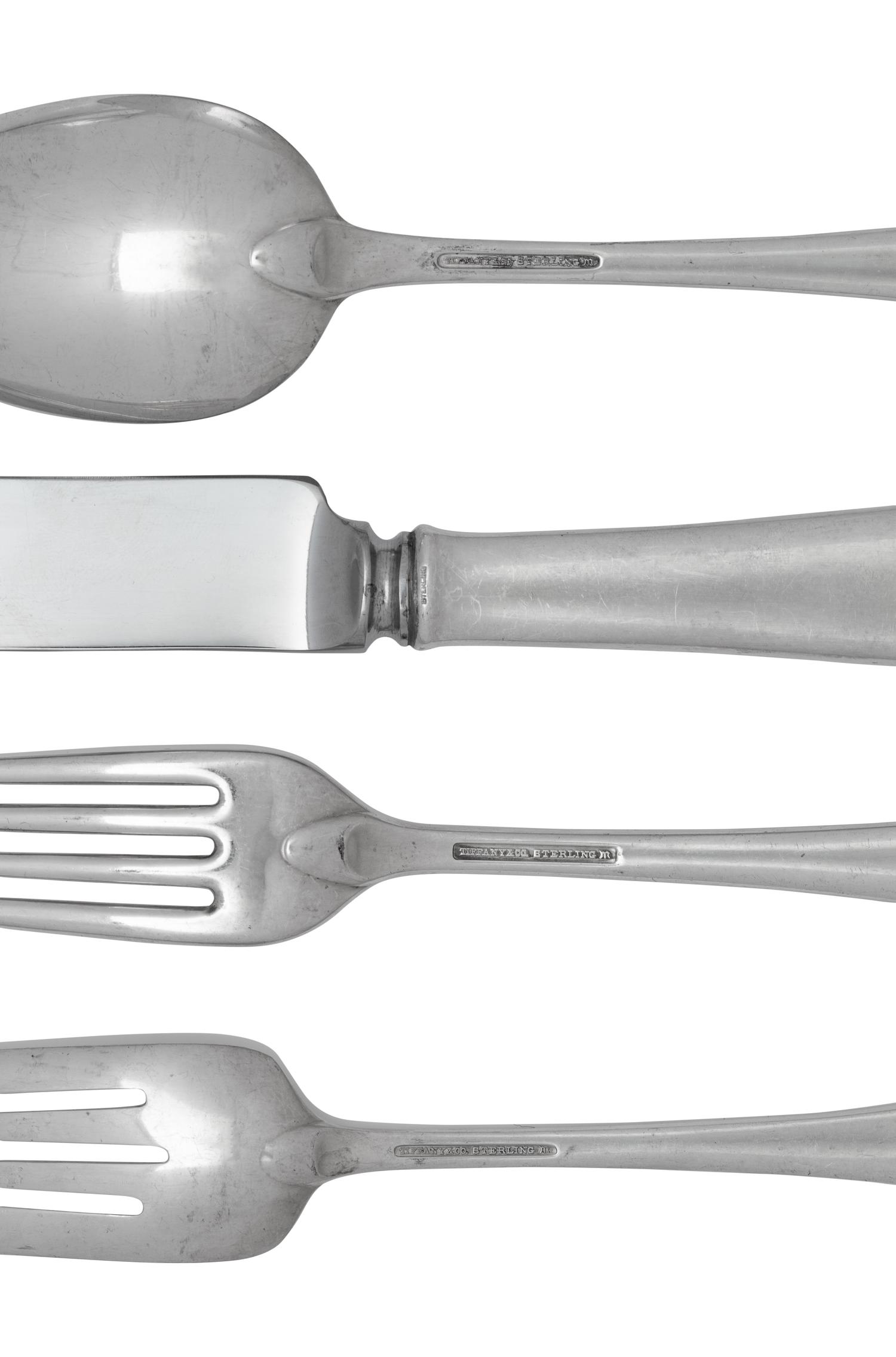 A Tiffany and Co. Faneuil Silver Flatware Set