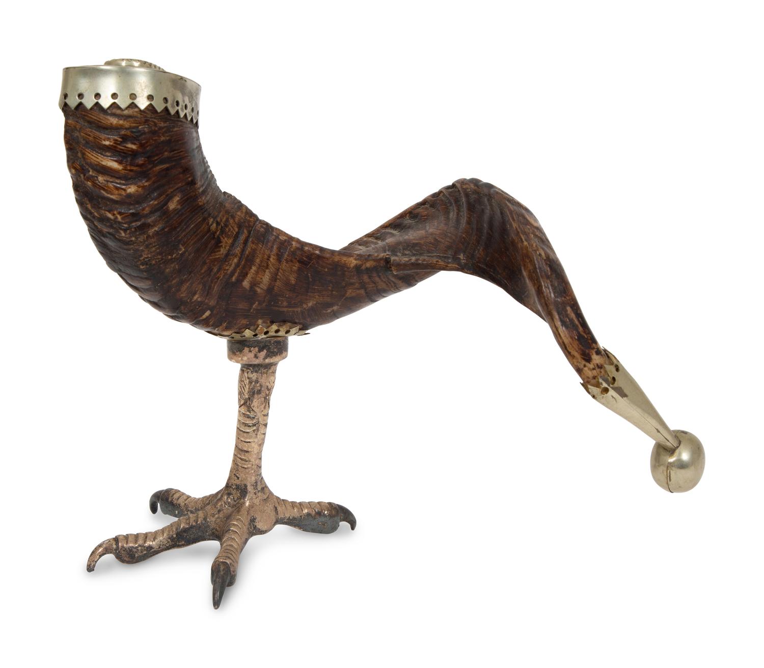 An Anthony Redmile Ram's Horn on Silver-Plate Claw Foot