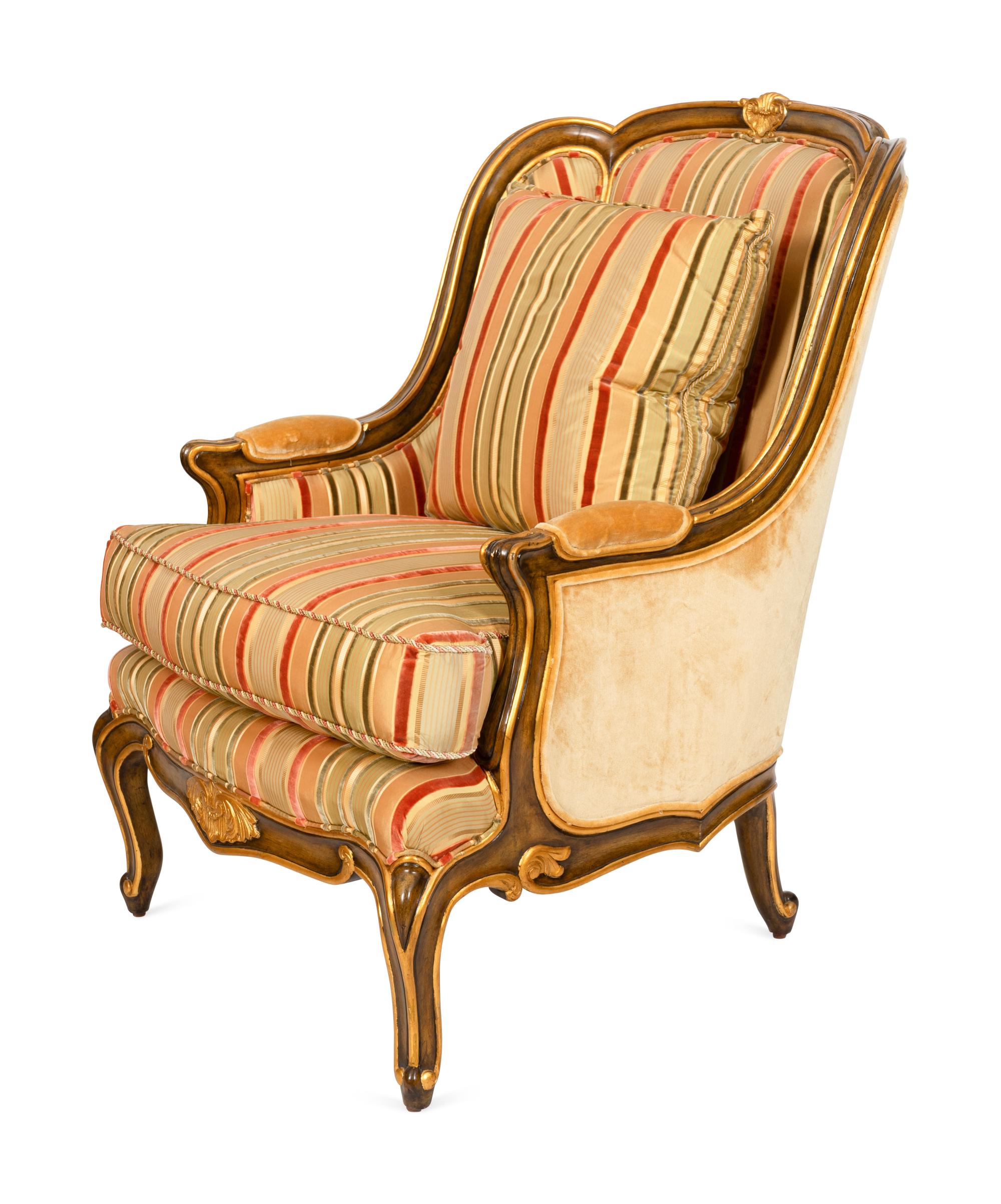 A Louis XV Style Parcel Gilt Fruitwood Bergère