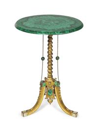 A Belle Epoch Gilt-Brass and Malachite Gueridon