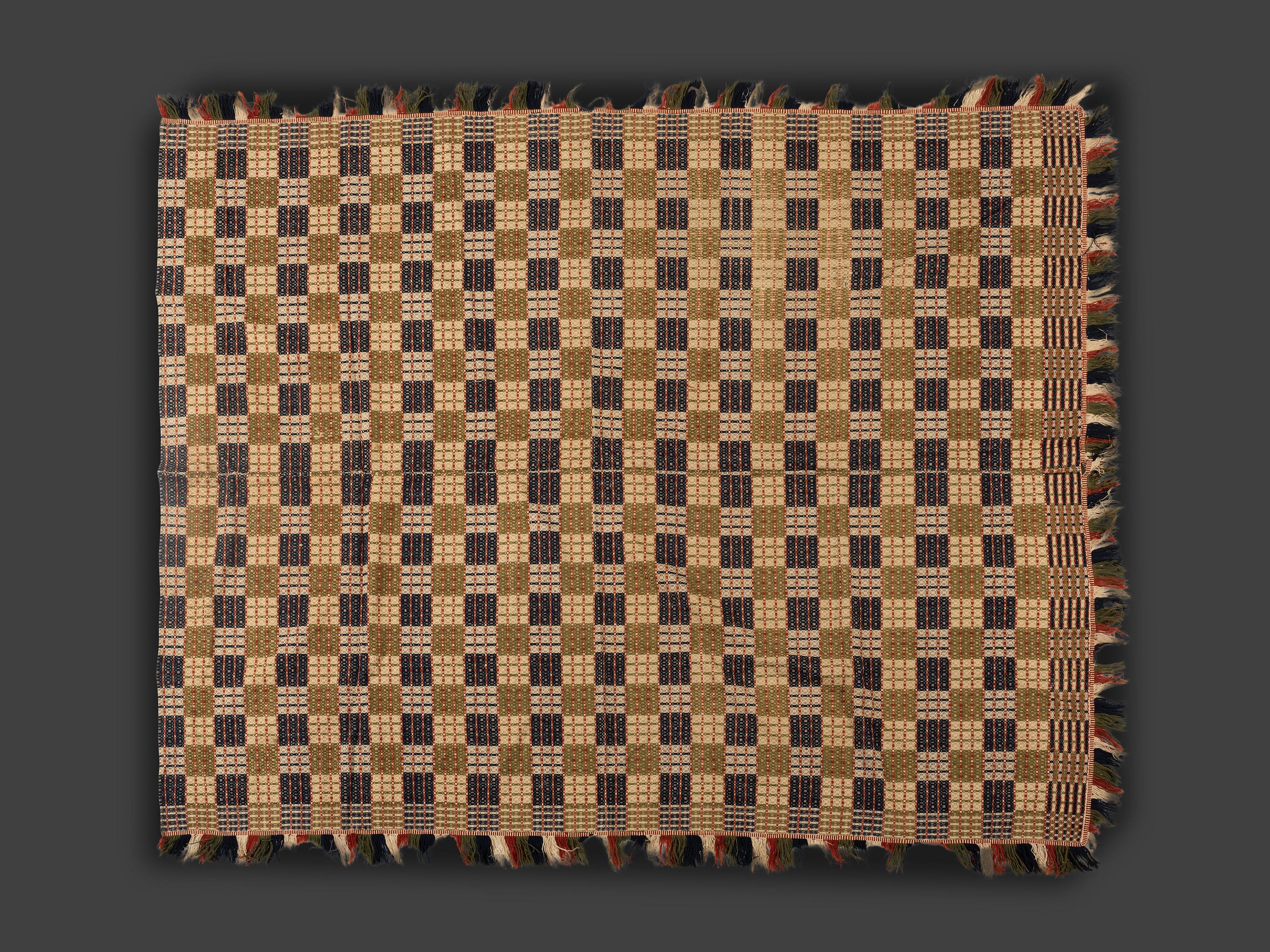 Two Woven Coverlets and a Pair of Woven Runners