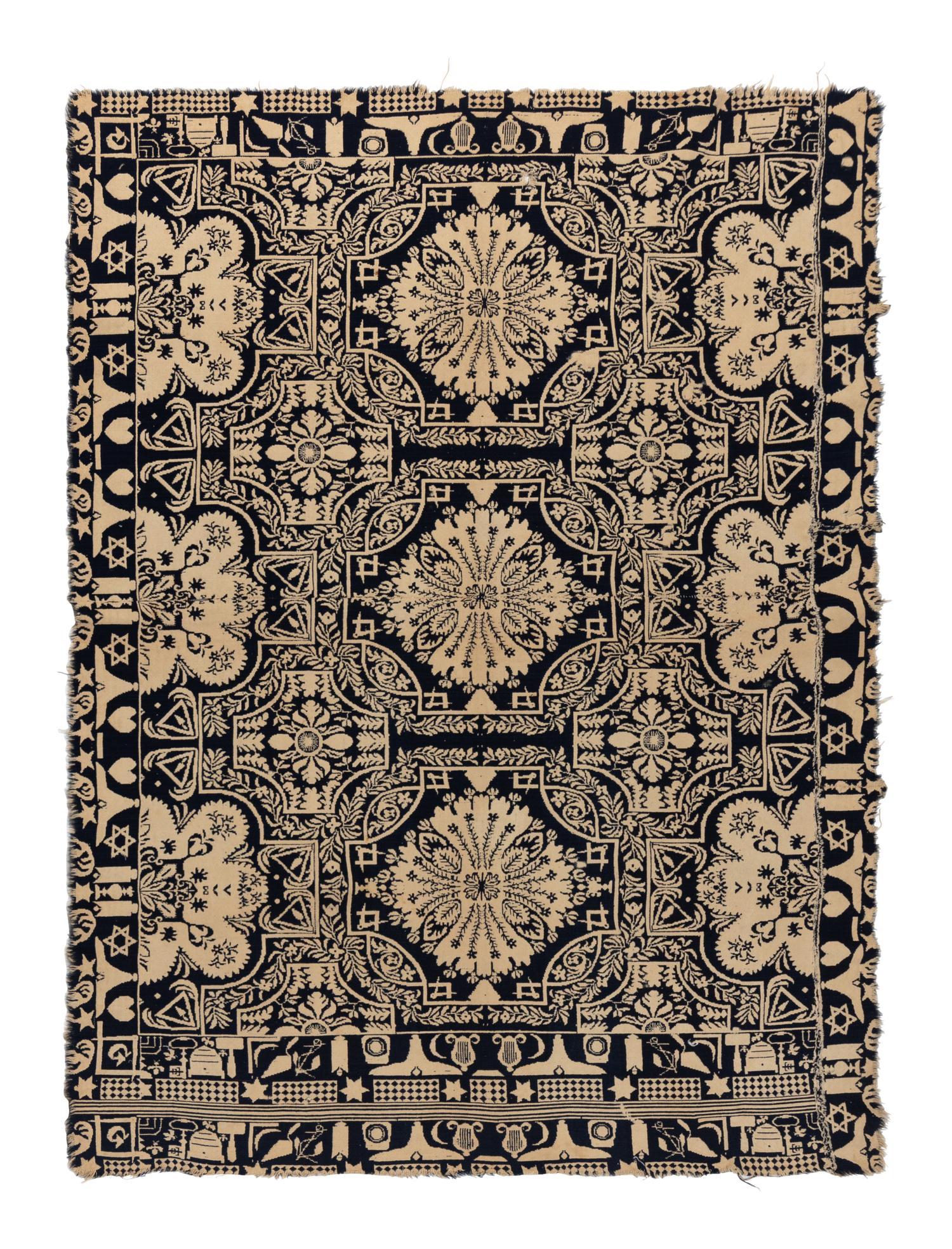 Two Cotton and Wool Jacquard Coverlets