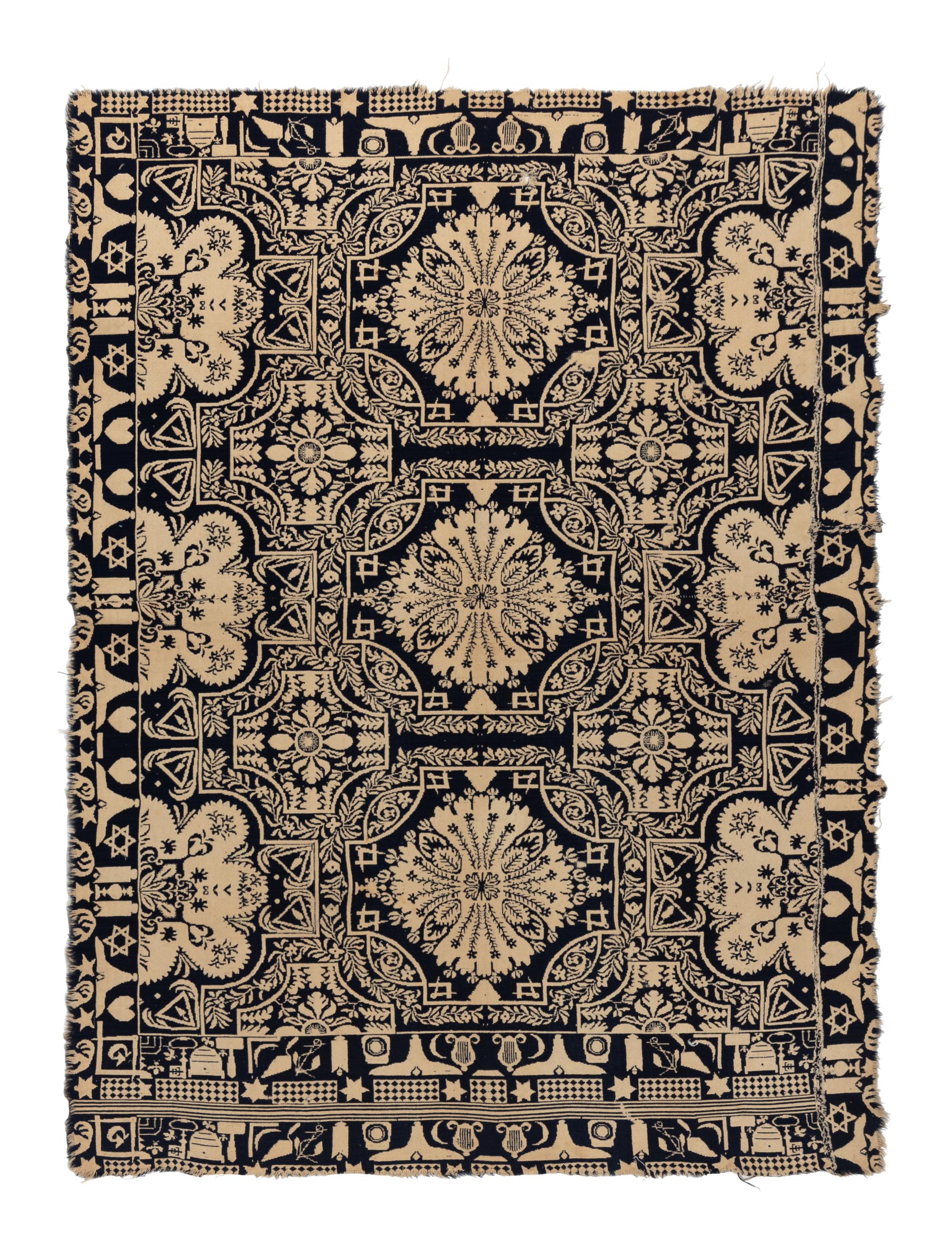 Two Cotton and Wool Jacquard Coverlets