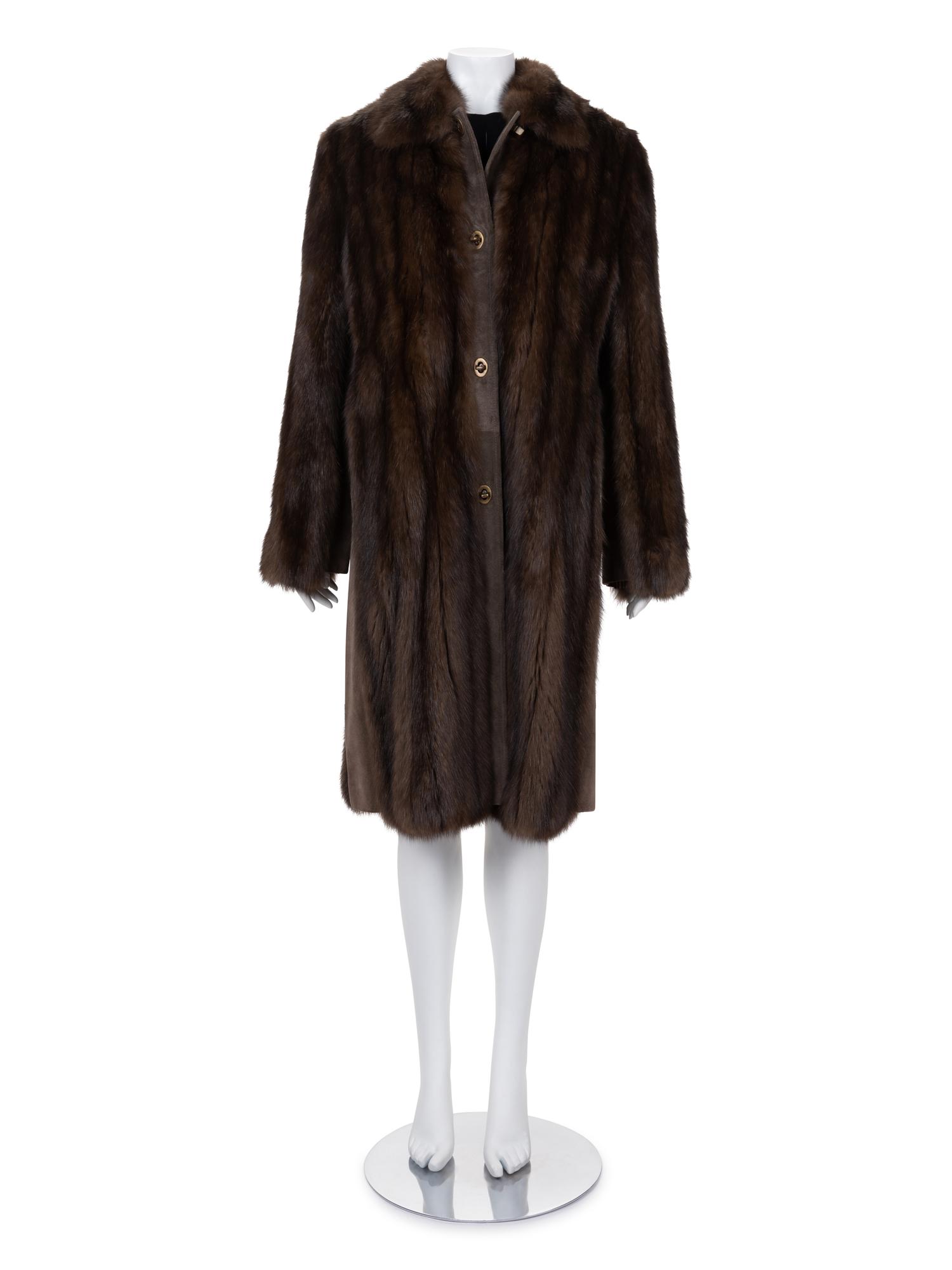 J. Mendel Russian Sable and Suede Coat with Patterned Silk Lining