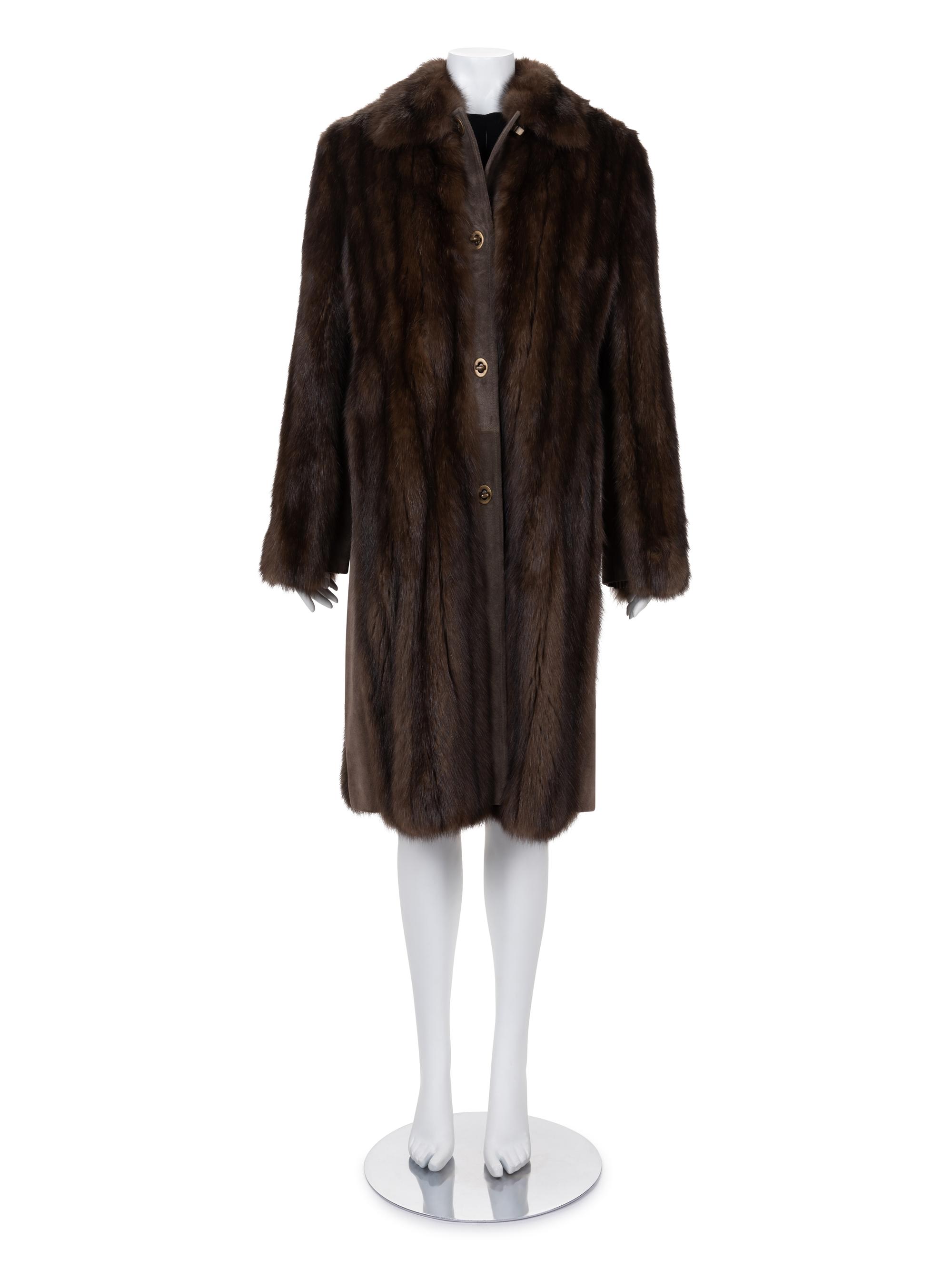 J. Mendel Russian Sable and Suede Coat with Patterned Silk Lining